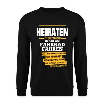 Heiraten ist wie Fahrrad fahren - In der Hölle - Unisex Pullover - Schwarz - Vorne - Alina (178cm) & Michal (187cm)