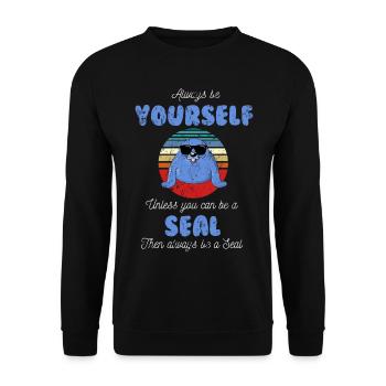 Robbe Seelöwe - Unisex Pullover - Schwarz - Vorne - Alina (178cm) & Michal (187cm)