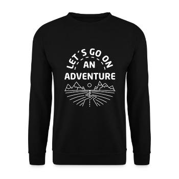 Aventure attend, Funny Camping Gift Randonnée Voyage - Sweat-shirt Unisexe - noir - Devant - Alina (178cm) & Michal (187cm)