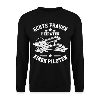 Avion femme pilote se marier voler mariage - Sweat-shirt Unisexe - noir - Devant - Alina (178cm) & Michal (187cm)