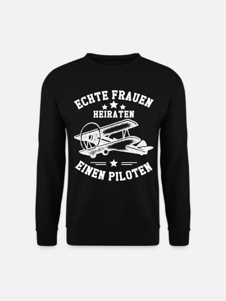 Flugzeug Frauen Pilot Heiraten Fliegen Hochzeit - Unisex Pullover - Schwarz