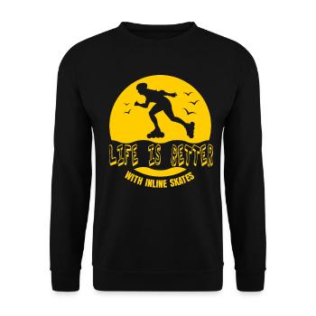 Inlineskater Rollschuhe Sport Fitness Geschenk - Unisex Pullover - Schwarz - Vorne - Alina (178cm) & Michal (187cm)