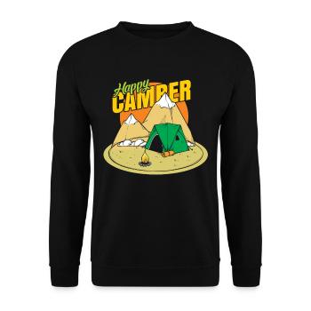 Camping Glücklich Berge Zelt Geschenk - Unisex Pullover - Schwarz - Vorne - Alina (178cm) & Michal (187cm)