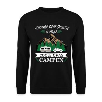 Cool Opas Camping Camping Opa Camping Holidays - Unisex Sweatshirt - black - Front - Alina (178cm) & Michal (187cm)