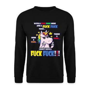 Naughty unicorn with a provocative statement - Unisex Sweatshirt - black - Front - Alina (178cm) & Michal (187cm)