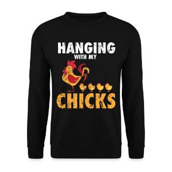 Chicken - Unisex Sweatshirt - black - Front - Alina (178cm) & Michal (187cm)