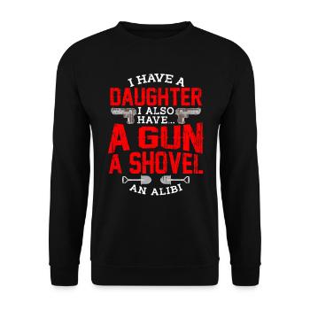 Conception de la fête des pères Pelle à pistolet fille drôle - Sweat-shirt Unisexe - noir - Devant - Alina (178cm) & Michal (187cm)