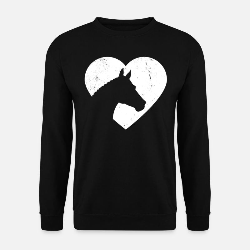 Pferdekopf Silhouette Seitlich Herz Geschenk - Unisex Pullover - Schwarz