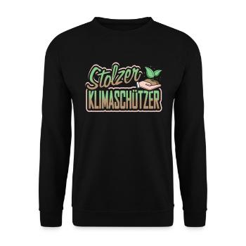 Stolzer Klimaschützer - Unisex Pullover - Schwarz - Vorne - Alina (178cm) & Michal (187cm)