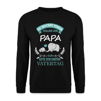 Première fête des pères - Éléphant - Sweat-shirt Unisexe - noir - Devant - Alina (178cm) & Michal (187cm)