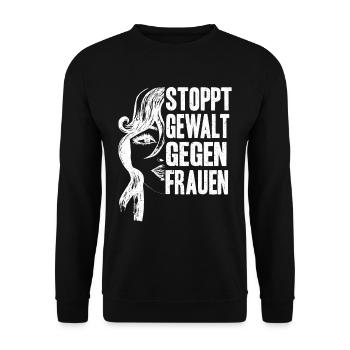 Stoppt Gewalt gegen Frauen - Unisex Pullover - Schwarz - Vorne - Alina (178cm) & Michal (187cm)