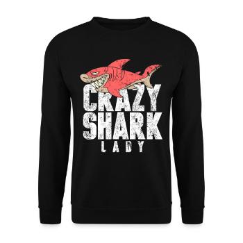 Shark Fish Girl - Unisex Sweatshirt - black - Front - Alina (178cm) & Michal (187cm)