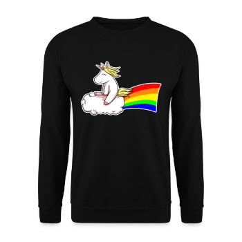Licorne Rainbow Unicorn sur Cloud Unicorns - Sweat-shirt Unisexe - noir - Devant - Alina (178cm) & Michal (187cm)