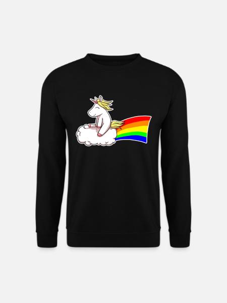 Unicorn Rainbow Einhorn auf Wolke Einhörner - Unisex Pullover - Schwarz