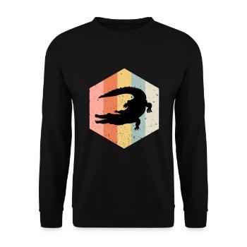 Krokodil Aligator Raubtier Reptilien Geschenk - Unisex Pullover - Schwarz - Vorne - Alina (178cm) & Michal (187cm)