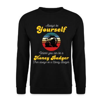 Honigdachs Raubtier - Unisex Pullover - Schwarz - Vorne - Alina (178cm) & Michal (187cm)