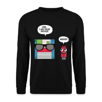USB Disk I am Your Father T-Shirt, Geek - Unisex Pullover - Schwarz - Vorne - Alina (178cm) & Michal (187cm)