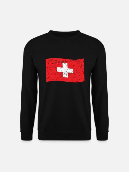 Schweiz Schweizer Flagge Switzerland Swiss Flag CH - Unisex Pullover - Schwarz