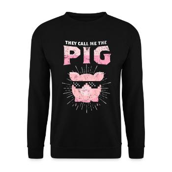 porc - Sweat-shirt Unisexe - noir - Devant - Alina (178cm) & Michal (187cm)