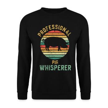 Schwein Retro Tier - Unisex Pullover - Schwarz - Vorne - Alina (178cm) & Michal (187cm)
