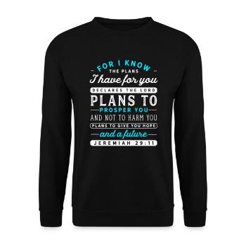 Jeremiah 29 11 Hope Future Bible Verse Faith - Unisex Sweatshirt - black - Front - Alina (178cm) & Michal (187cm)