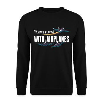 Flugzeug - Unisex Pullover - Schwarz - Vorne - Alina (178cm) & Michal (187cm)