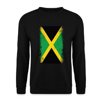 Jamaika Flagge Fahne Jamaika Vintage Jamaica Flag - Unisex Pullover - Schwarz - Vorne - Alina (178cm) & Michal (187cm)