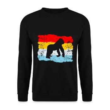 Gorilla retro - Unisex Sweatshirt - black - Front - Alina (178cm) & Michal (187cm)
