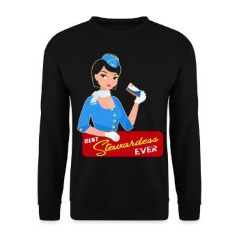 Stewardess Flugbegleiterin Geschenk - Unisex Pullover - Schwarz - Vorne - Alina (178cm) & Michal (187cm)