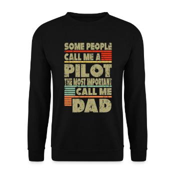 Pilot Papa Geschenk - Unisex Pullover - Schwarz - Vorne - Alina (178cm) & Michal (187cm)