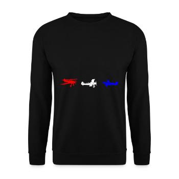 Flugzeug - Unisex Pullover - Schwarz - Vorne - Alina (178cm) & Michal (187cm)