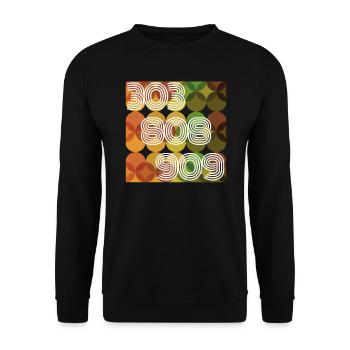303 808 909 T-shirt Retro Synthé Analogique Cadeau - Sweat-shirt Unisexe - noir - Devant - Alina (178cm) & Michal (187cm)