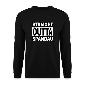 Straight Outta Spandau - Unisex Pullover - Schwarz - Vorne - Alina (178cm) & Michal (187cm)