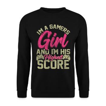 I ma Gamers Girl and I Highest Score Gaming - Unisex Sweatshirt - black - Front - Alina (178cm) & Michal (187cm)