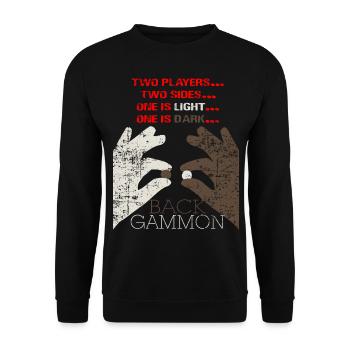 Backgammon Brettspiel Geschenk - Unisex Pullover - Schwarz - Vorne - Alina (178cm) & Michal (187cm)
