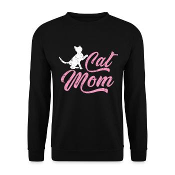 Katzen Mama - Unisex Pullover - Schwarz - Vorne - Alina (178cm) & Michal (187cm)