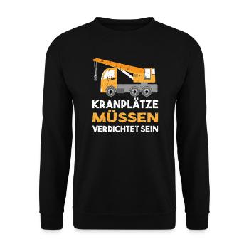 Lustiges Kranplätze Müssen Verdichtet Sein - Unisex Pullover - Schwarz - Vorne - Alina (178cm) & Michal (187cm)