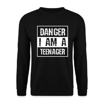 Danger je suis un adolescent anniversaire adolescent - Sweat-shirt Unisexe - noir - Devant - Alina (178cm) & Michal (187cm)
