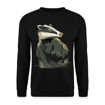 Miel Blaireau Miel Blaireau Forêt Animal Sauvage - Sweat-shirt Unisexe - noir - Devant - Alina (178cm) & Michal (187cm)