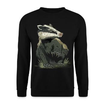 Miel Blaireau Miel Blaireau Forêt Animal Sauvage - Sweat-shirt Unisexe - noir - Devant - Alina (178cm) & Michal (187cm)