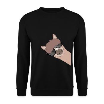 Lustiges Lama Alpaka mit Sonnenbrille - Unisex Pullover - Schwarz - Vorne - Alina (178cm) & Michal (187cm)