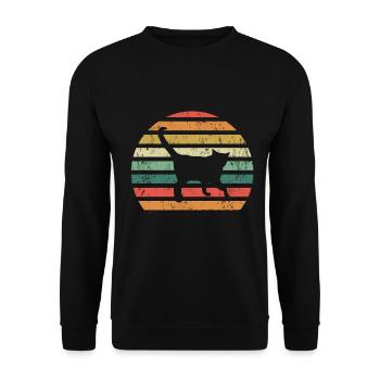 Katze Retro - Unisex Pullover - Schwarz - Vorne - Alina (178cm) & Michal (187cm)