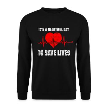 Médecin paramédical malade coeur coeur Lifesaver Gift - Sweat-shirt Unisexe - noir - Devant - Alina (178cm) & Michal (187cm)