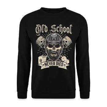 Old School Biker Chopper Motorradfahrer - Unisex Pullover - Schwarz - Vorne - Alina (178cm) & Michal (187cm)