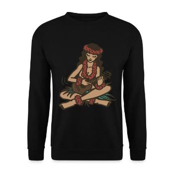 Hula girl with ukulele - Unisex Sweatshirt - black - Front - Alina (178cm) & Michal (187cm)