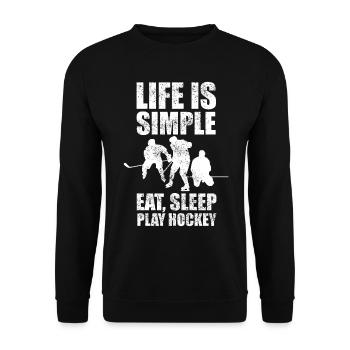 Eishockey Ice hockey Schlittschuhe Sport Geschenk - Unisex Pullover - Schwarz - Vorne - Alina (178cm) & Michal (187cm)