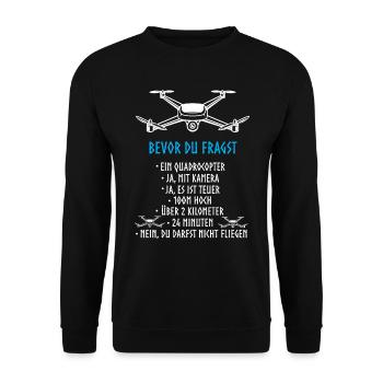 Drohne Design Pilot Modellbauer Quadrocopter - Unisex Pullover - Schwarz - Vorne - Alina (178cm) & Michal (187cm)