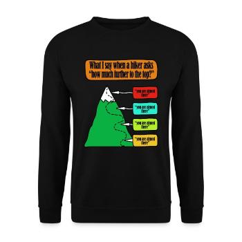 Mountaineers Hikers Funny Mountain Guides Instructions - Unisex Sweatshirt - black - Front - Alina (178cm) & Michal (187cm)