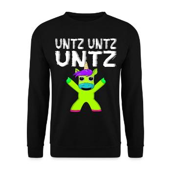EDM Raver Techno Festival Einhorn Auf Dope Untz - Unisex Pullover - Schwarz - Vorne - Alina (178cm) & Michal (187cm)