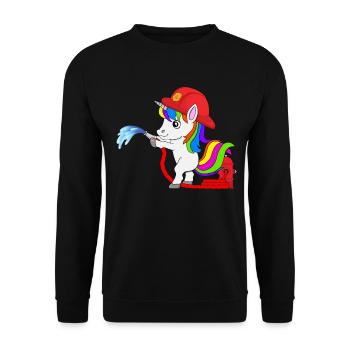 Firefighters unicorn with fire hose for children - Unisex Sweatshirt - black - Front - Alina (178cm) & Michal (187cm)